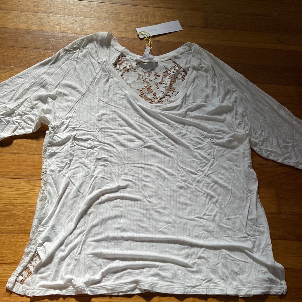 White BCBG lace back top